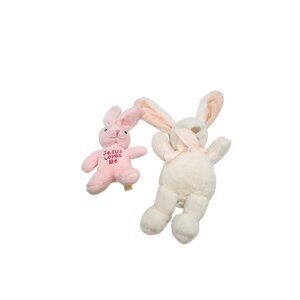 Dan Dee Collectors Choice Pink & White Plush Bunny Set Jesus Loves Me Soft Toys